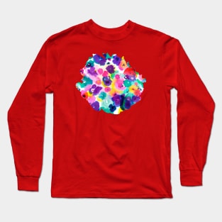 Abstract Watercolor Flowers Multi Long Sleeve T-Shirt